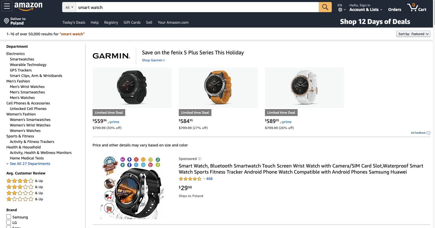 Promoted Amazon search results