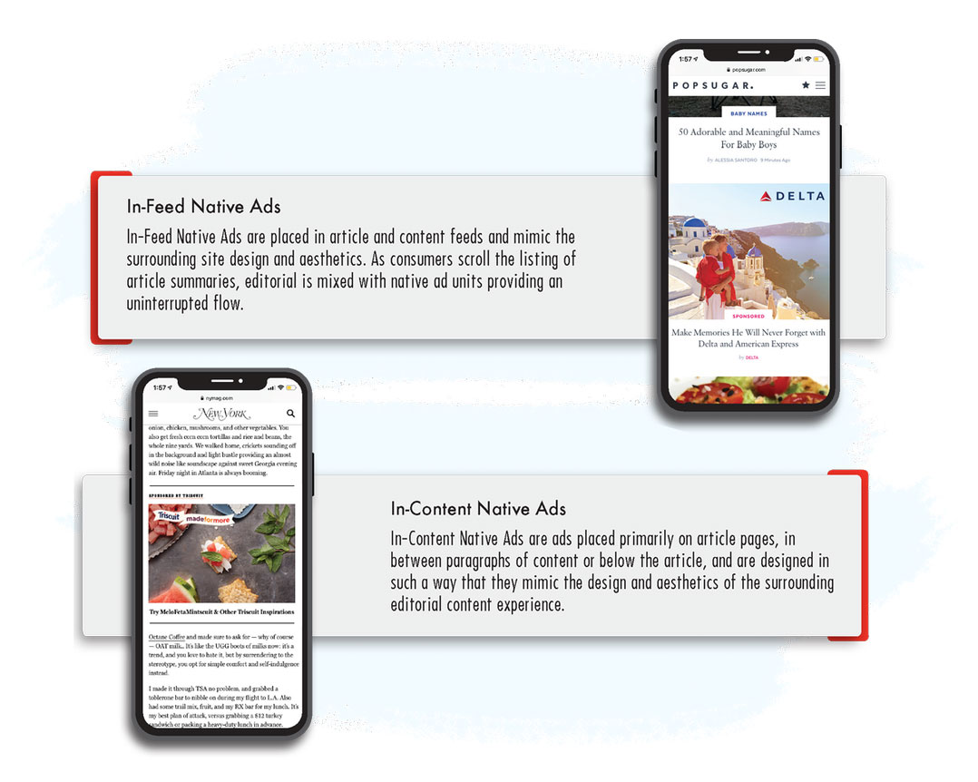 Example of in-feed and in-content native